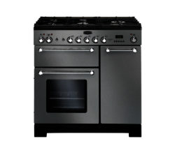 RANGEMASTER  Kitchener 90 Dual Fuel Range Cooker - Stainless Steel & Chrome